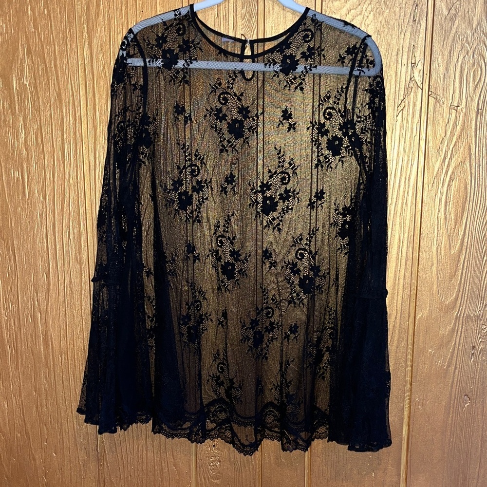 Victoria's Secret Bell Sleeve Sheer Floral Blouse